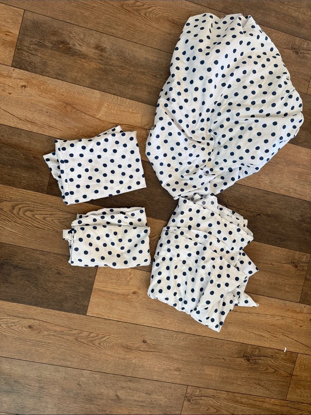 White and Navy Polka Dot Kids Accessory Set